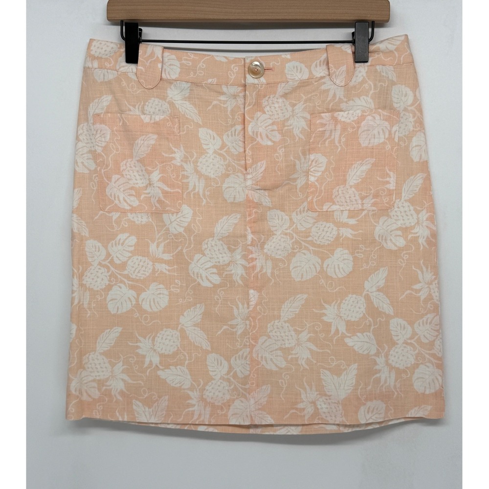 Brooks Brothers x Reyn Spooner Skirt Women 8 Peach Tropical Floral Cotton Summer